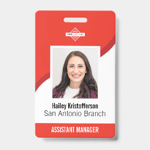 Red Custom Employee Logo Photo ID Name Badge