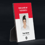 Red Custom Employee of the Month Photo Awards Plaque<br><div class="desc">Red Custom Employee of the month Appreciation plaque featuring Photo,  business company Logo,  employee Name and title. Any color,  any font,  no minimum.</div>