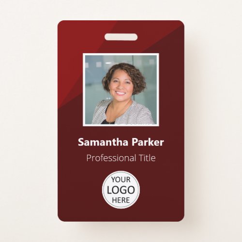 Red Custom Employee _ Photo ID Logo Bar Code Badge