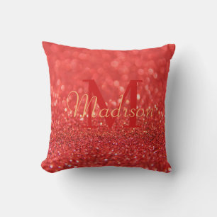 Red Custom Glitter Pillow Name Gift Personalized