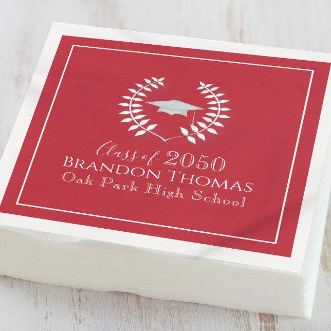 Red Custom Graduation Party Classic Napkins (Creator Uploaded)