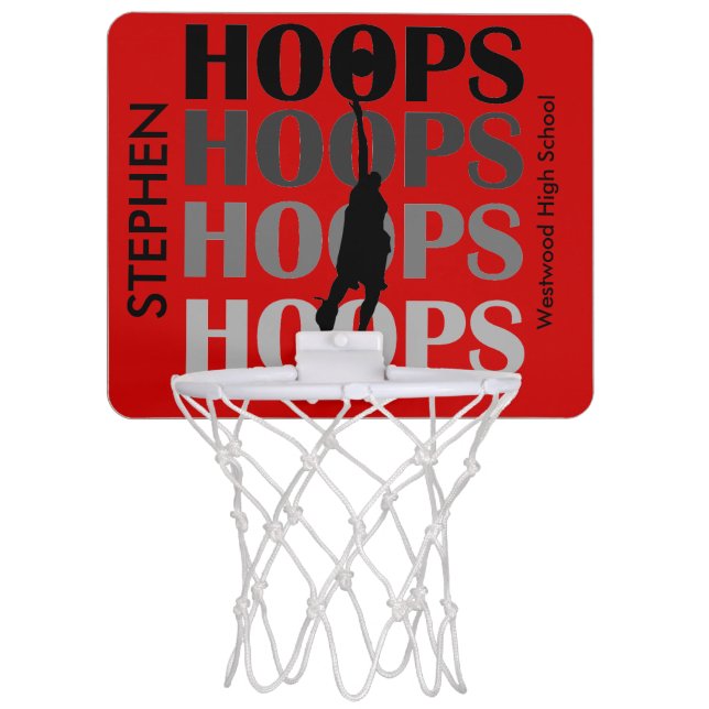 Red Custom Hoops Basketball Mini Hoop (Front)