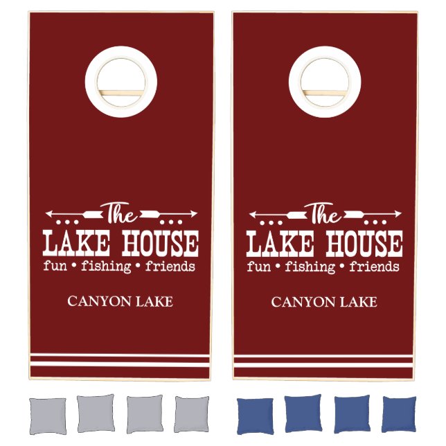Red Custom Lake House  Cornhole Set (Set)