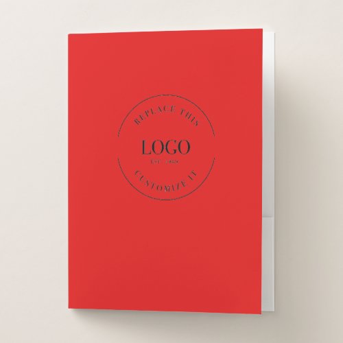 Red Custom large Business Logo website  Pocket Folder