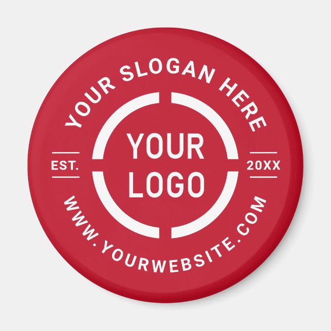 Red custom logo branded promotional magnet (Front)