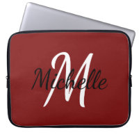 Red Custom Monogram Laptop Sleeve