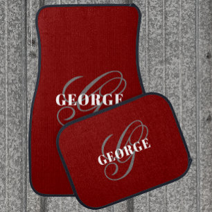 Red Custom Monogram Script Car Floor Mat