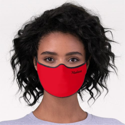 Red Custom Name Monogram Premium Face Mask
