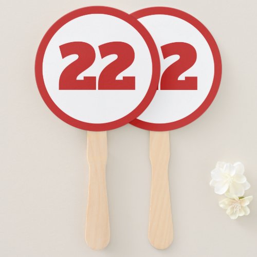 red custom number hand fan