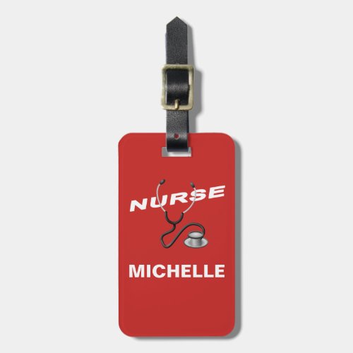 RED Custom Nurse Name Luggage Tag