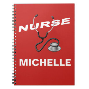 RED Custom Nurse Name Notebook