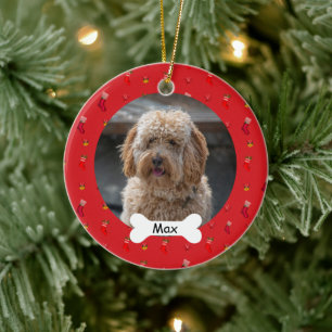 Red Custom Pet Puppy Dog Photo Ceramic Ornament