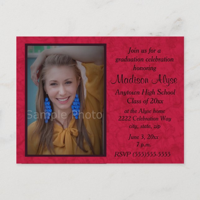 Red Custom Photo Graduation Celebration Invitation (Front)