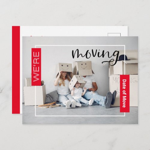 Red Custom Photo Moving Announcement Card