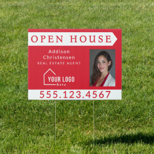 Red Custom Realtor Open House Yard Sign