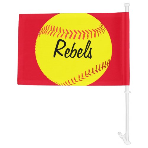 Red Custom Softball Car Flag