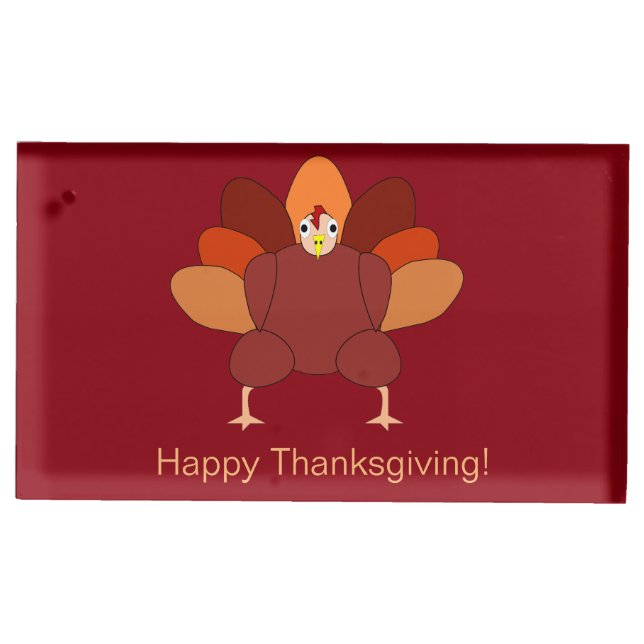 Red Custom Thanksgiving Place Card Holders Turkey (Front)