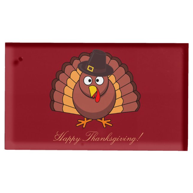 Red Custom Thanksgiving Place Card Holders Turkey (Front)
