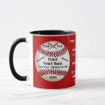 Red, Customizable, Baseball Coach Thank You Gifts, Mug
