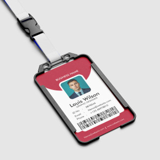 Red | Customizable Employee ID Company Security Badge