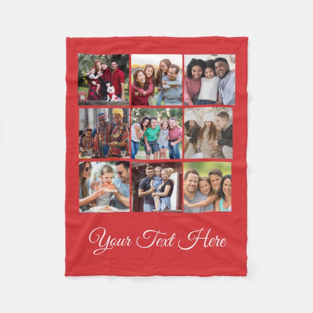 Red Customizable Photo Blanket Collage (Front)