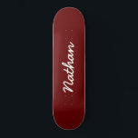 Red Customizable Skateboard<br><div class="desc">Red Customizable Skateboard. An elegant,  black,  trendy skateboard. Personalize with a name of your own. Make a fun gift for yourself or a birthday gift for somebody you love.</div>