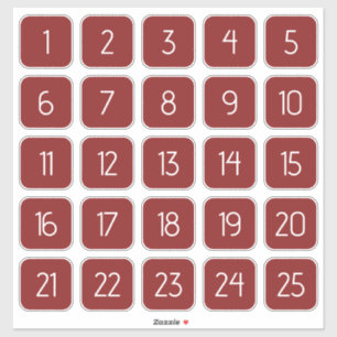 Red Customizable Square Number Stickers 
