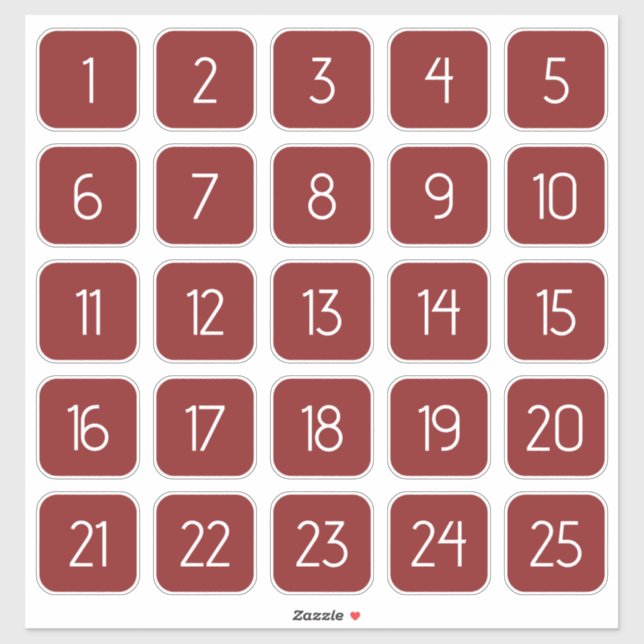 Red Customizable Square Number Stickers  (Sheet)