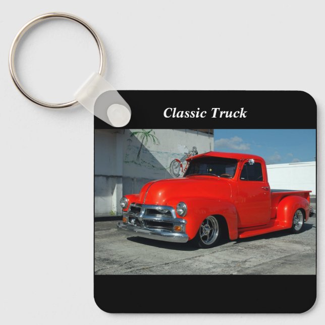 Red Customized Pickup Truck Keychain (Front)