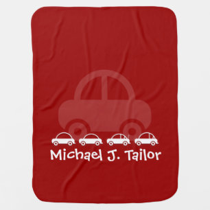 Red Cute Cars Personalized Baby Blanket