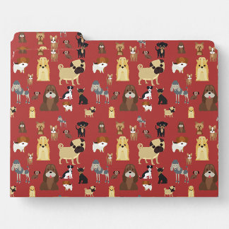 Red Cute Dogs Pattern Dog Lover Gift File Folder