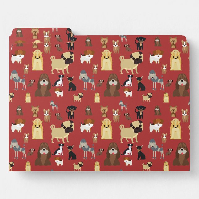 Red Cute Dogs Pattern Dog Lover Gift File Folder (Front Left)