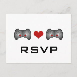 Red Cute Gamer RSVP Postcard