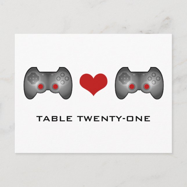 Red Cute Gamer Table Number Postcard (Front)