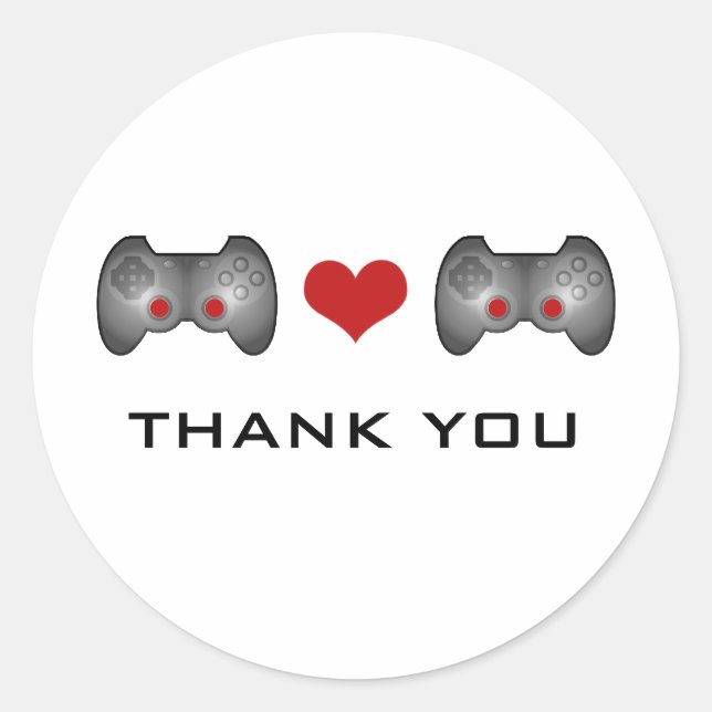 Red Cute Gamer Thank You Stickers (Front)