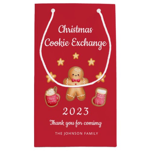 Red Cute Gingerbread Man Christmas Cookie Exchange Small Gift Bag