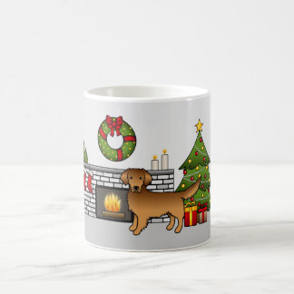 Red Cute Golden Retriever In A Christmas Room Coffee Mug