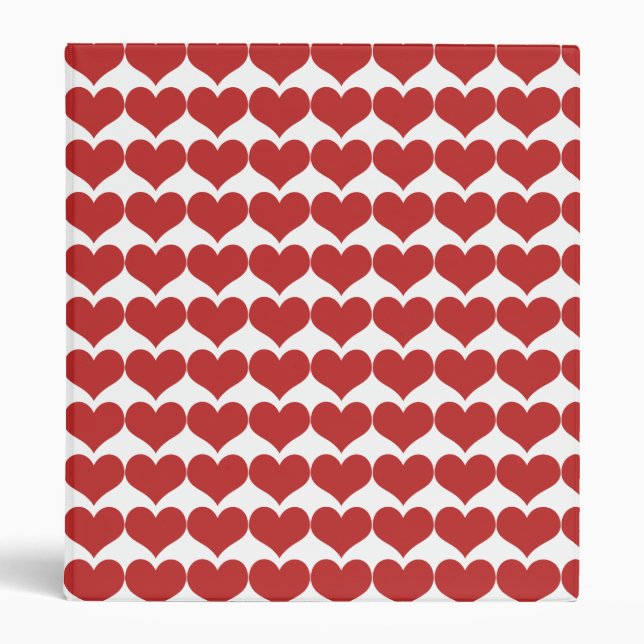 Red Cute Hearts Pattern Binder 1 in (Front)