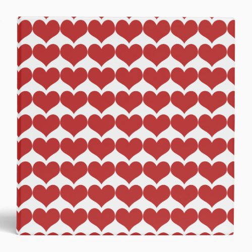 Red Cute Hearts Pattern Binder 2 in