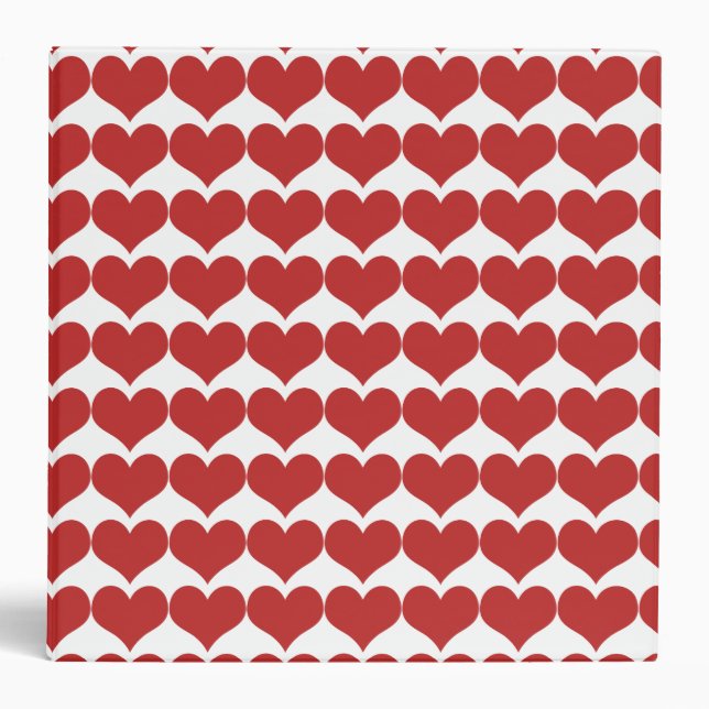 Red Cute Hearts Pattern Binder 2 in (Front)