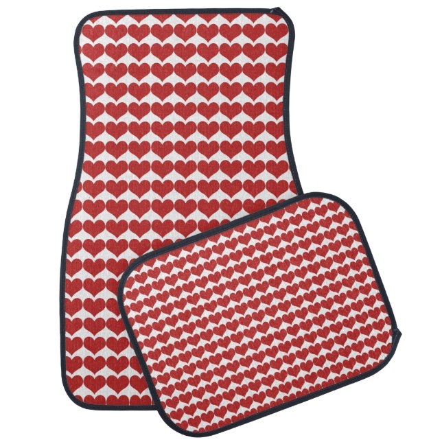 Red Cute Hearts Pattern Car Floor Mats (Set)