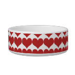 Red Cute Hearts Pattern Cat Bowl at Zazzle