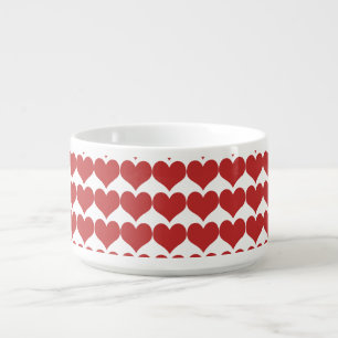 Red Cute Hearts Pattern Chili Bowl