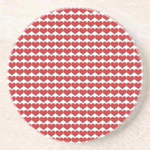 Red Cute Hearts Pattern Coaster