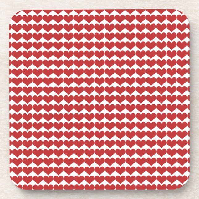 Red Cute Hearts Pattern Coaster Set (Front)