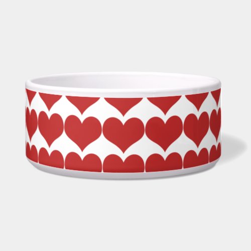Red Cute Hearts Pattern Dog Bowl