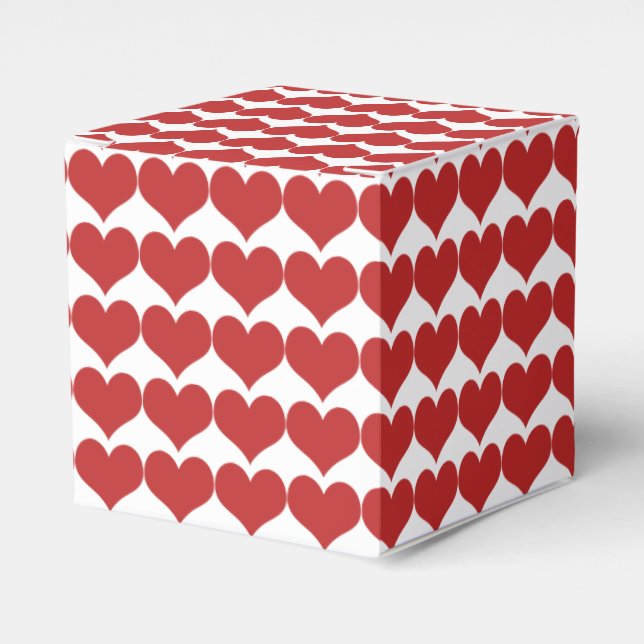 Red Cute Hearts Pattern Favor Boxes (Front Side)