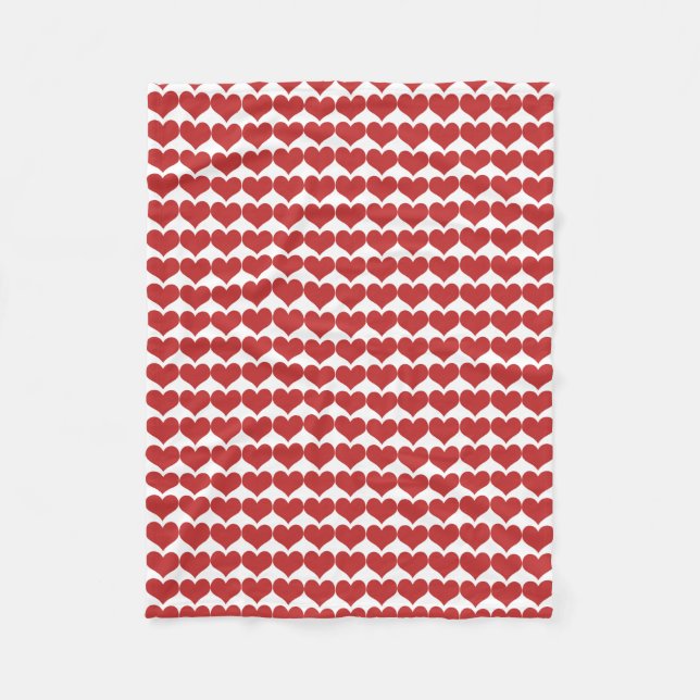 Red Cute Hearts Pattern Fleece Blanket (Front)