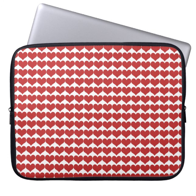 Red Cute Hearts Pattern Laptop Sleeve (Front)