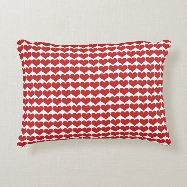 Red Cute Hearts Pattern Pillow (Front)